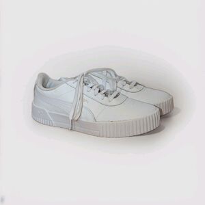 Puma Size 10.5 Women's White Leather Carina Platform Sneakers